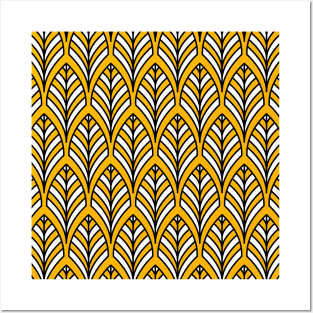 Art Deco Pattern no 36 - Yellow - BOHO Feather Pattern Posters and Art